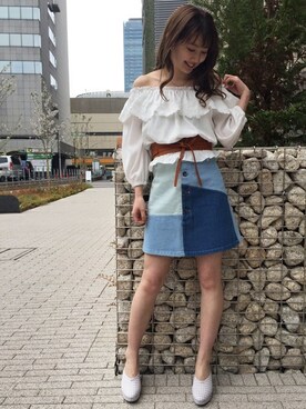 「＃デニム」｜「アイテム（その他シューズ）」を使った、dazzlin SHOP STAFFさん（レディース・155cm）の春コーディネート