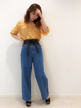 「＃デニム」｜「アイテム（サンダル）」を使った、dazzlin SHOP STAFFさん（レディース・164cm）の春コーディネート