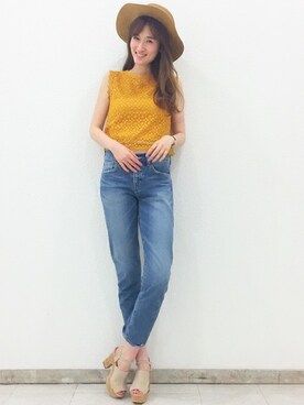「＃デニム」｜「アイテム（サンダル）」を使った、dazzlin SHOP STAFFさん（レディース・165cm）の夏コーディネート