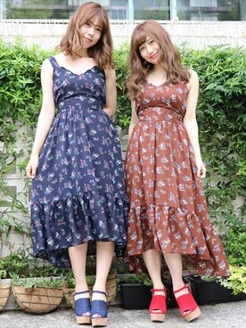 「dazzlin（ダズリン）のコルクヒールサンダル（サンダル）」を使った、dazzlin SHOP STAFFさん（レディース・153cm）の夏コーディネート