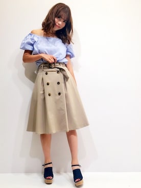 「dazzlin（ダズリン）のコルクヒールサンダル（サンダル）」を使った、dazzlin SHOP STAFFさん（レディース・162cm）の夏コーディネート