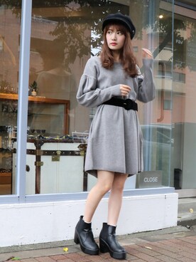 「dazzlin（ダズリン）のアイテム（帽子）」を使った、dazzlin SHOP STAFFさん（レディース・160cm）の秋コーディネート