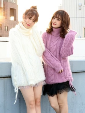 「dazzlin（ダズリン）のアイテム（ニット/セーター）」を使った、dazzlin SHOP STAFFさん（レディース・160cm）の秋コーディネート