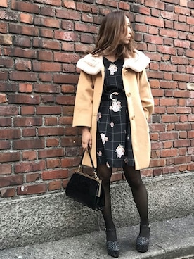 「アイテム（その他アウター、イエロー系）」を使った、dazzlin SHOP STAFFさん（レディース・164cm）の秋コーディネート