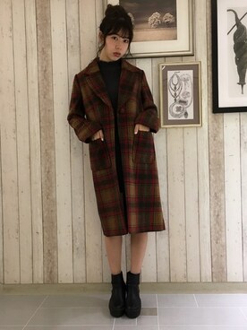 「dazzlin（ダズリン）のアイテム（チェスターコート）」を使った、dazzlin SHOP STAFFさん（レディース・162cm）の冬コーディネート