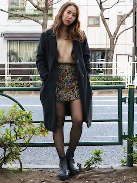 「dazzlin（ダズリン）のアイテム（チェスターコート）」を使った、dazzlin SHOP STAFFさん（レディース・164cm）の冬コーディネート