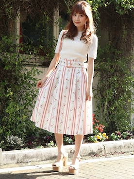 「アイテム（スカート、オレンジ系）」を使った、dazzlin SHOP STAFFさん（レディース・150cm）の冬コーディネート