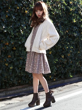 「dazzlin（ダズリン）のアイテム（ブルゾン）」を使った、dazzlin SHOP STAFFさん（レディース・150cm）の冬コーディネート