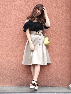 「dazzlin（ダズリン）のアイテム（ニット/セーター）」を使った、dazzlin SHOP STAFFさん（レディース・162cm）の春コーディネート