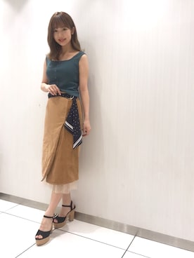 「ナロースカート」｜「アイテム（サンダル）」を使った、dazzlin SHOP STAFFさん（レディース・162cm）の夏コーディネート