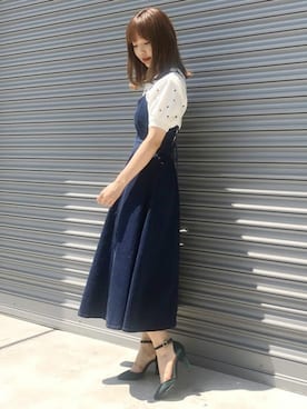 レースアップデニムジャンスカを使った人気ファッションコーディネート Wear