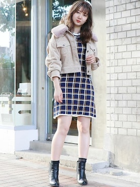 「ガーリーコーデ」｜「アイテム（ブルゾン）」を使った、dazzlin SHOP STAFFさん（レディース・155cm）の秋コーディネート