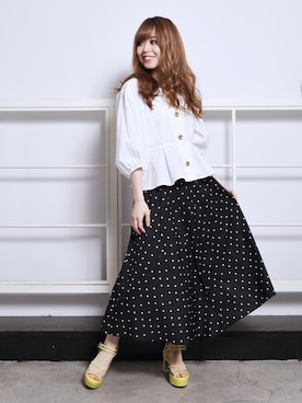 「アイテム（サンダル、イエロー系）」を使った、dazzlin SHOP STAFFさん（レディース・148cm）の春コーディネート