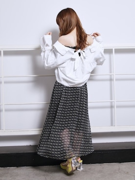 「アイテム（サンダル、イエロー系）」を使った、dazzlin SHOP STAFFさん（レディース・148cm）の春コーディネート