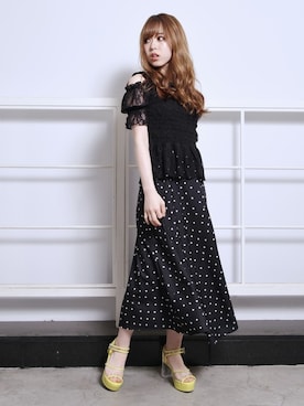 「アイテム（サンダル、イエロー系）」を使った、dazzlin SHOP STAFFさん（レディース・148cm）の春コーディネート