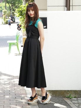 「dazzlin（ダズリン）のアイテム（ジャンパースカート）」を使った、dazzlin SHOP STAFFさん（レディース・162cm）の夏コーディネート