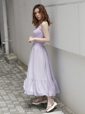 「アイテム（サンダル、ゴールド系）」を使った、dazzlin SHOP STAFFさん（レディース・158cm）の夏コーディネート