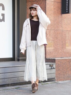 「ダズリン」｜「アイテム（ブルゾン）」を使った、dazzlin SHOP STAFFさん（レディース・160cm）の冬コーディネート