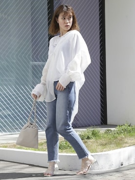 「dazzlin（ダズリン）のメニーストラップサンダル【WEB限定】（サンダル）」を使った、dazzlin SHOP STAFFさん（レディース・157cm）の夏コーディネート