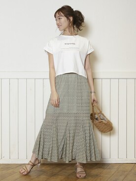 「dazzlin（ダズリン）のメニーストラップサンダル【WEB限定】（サンダル）」を使った、dazzlin SHOP STAFFさん（レディース・153cm）の夏コーディネート