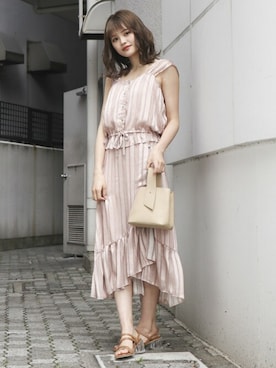 「dazzlin（ダズリン）のメニーストラップサンダル【WEB限定】（サンダル）」を使った、dazzlin SHOP STAFFさん（レディース・160cm）の夏コーディネート