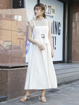 「dazzlin（ダズリン）のメニーストラップサンダル【WEB限定】（サンダル）」を使った、dazzlin SHOP STAFFさん（レディース・162cm）の夏コーディネート