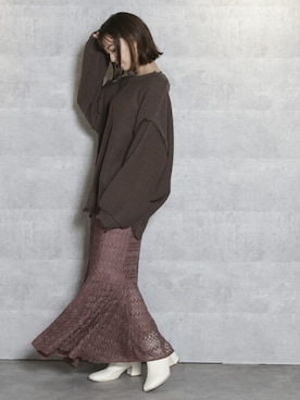 「dazzlin（ダズリン）のアイテム（ニット/セーター）」を使った、dazzlin SHOP STAFFさん（レディース・152cm）の秋コーディネート