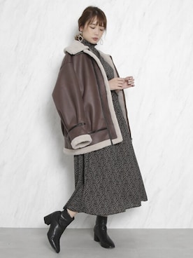 「dazzlin（ダズリン）のアイテム（ブルゾン）」を使った、dazzlin SHOP STAFFさん（レディース・157cm）の冬コーディネート