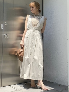 「dazzlin（ダズリン）のアイテム（ジャンパースカート）」を使った、dazzlin SHOP STAFFさん（レディース・148cm）の夏コーディネート