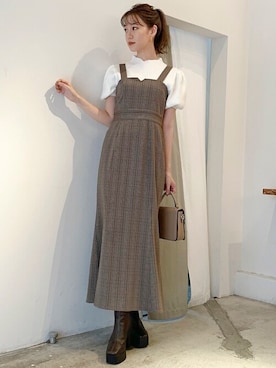 「dazzlin（ダズリン）のアイテム（ジャンパースカート）」を使った、dazzlin SHOP STAFFさん（レディース・153cm）の夏コーディネート