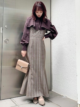 「dazzlin（ダズリン）のアイテム（ジャンパースカート）」を使った、dazzlin SHOP STAFFさん（レディース・153cm）の秋コーディネート