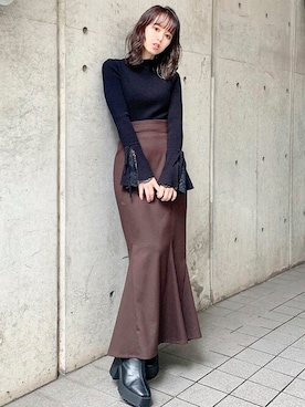 「dazzlin（ダズリン）のアイテム（ニット/セーター）」を使った、dazzlin SHOP STAFFさん（レディース・148cm）の秋コーディネート