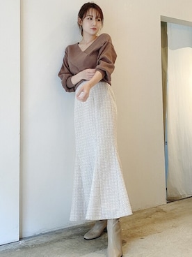 「アイテム（トップス、ブラウン系）」を使った、dazzlin SHOP STAFFさん（レディース・157cm）の冬コーディネート