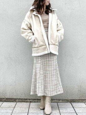 「カシュクール」｜「アイテム（ブルゾン）」を使った、dazzlin SHOP STAFFさん（レディース・163cm）の冬コーディネート