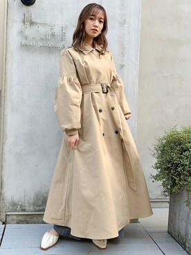 「dazzlin（ダズリン）のアイテム（トレンチコート）」を使った、dazzlin SHOP STAFFさん（レディース・155cm）の冬コーディネート