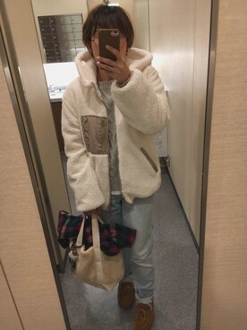 「coca（coca）（コカ）のアイテム（ブルゾン）」を使った、るみっぺさん（レディース・150cm）の冬コーディネート