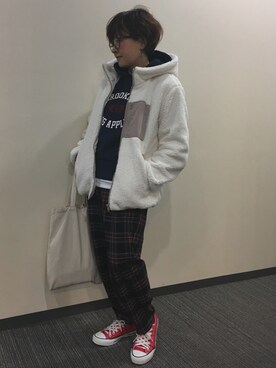 「coca（coca）（コカ）のアイテム（ブルゾン）」を使った、るみっぺさん（レディース・150cm）の冬コーディネート