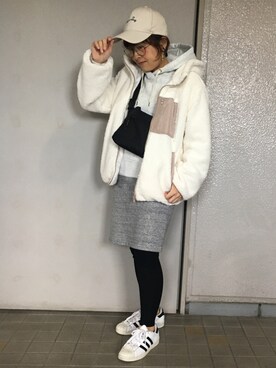 「coca（coca）（コカ）のアイテム（ブルゾン）」を使った、るみっぺさん（レディース・150cm）の冬コーディネート