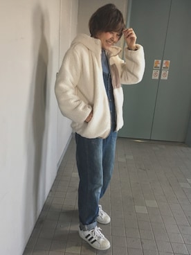「coca（coca）（コカ）のアイテム（ブルゾン）」を使った、るみっぺさん（レディース・150cm）の冬コーディネート