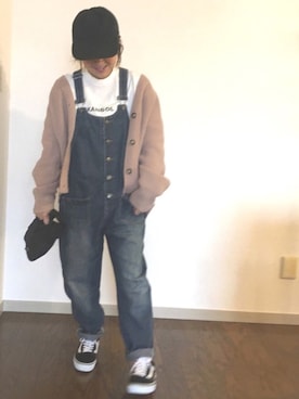 「and it_（アンドイット）のアイテム（サロペット/オーバーオール）」を使った、るみっぺさん（レディース・150cm）の冬コーディネート