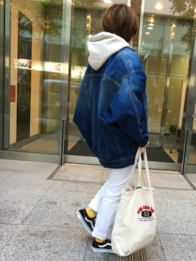 「GRL（グレイル）のアイテム（デニムジャケット）」を使った、るみっぺさん（レディース・150cm）の春コーディネート