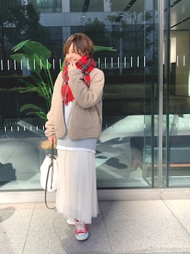 「CONVERSE（コンバース）のconverse（コンバース） ALL STAR OX（オールスターOX）（スニーカー）」を使った、るみっぺさん（レディース・150cm）の冬コーディネート