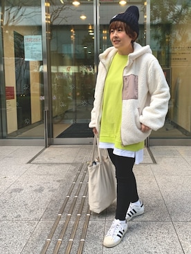 「coca（coca）（コカ）のアイテム（ブルゾン）」を使った、るみっぺさん（レディース・150cm）の冬コーディネート