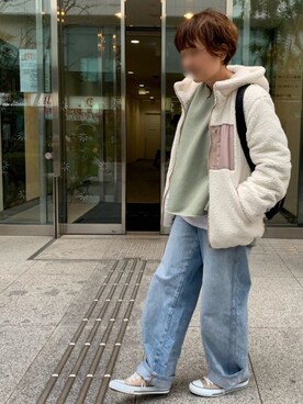 「coca（coca）（コカ）のアイテム（ブルゾン）」を使った、るみっぺさん（レディース・150cm）の冬コーディネート