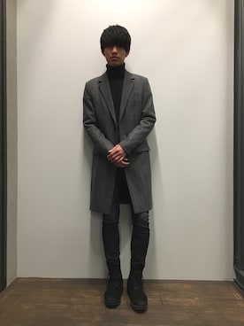 「ALLSAINTS（オールセインツ）のアイテム（ダウンジャケット/コート）」を使った、Bonさん（メンズ・180cm）の冬コーディネート