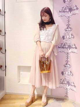 「Honey Salon（ハニーサロン）のアイテム（スカート）」を使った、madoka.さん（レディース・170cm）の夏コーディネート