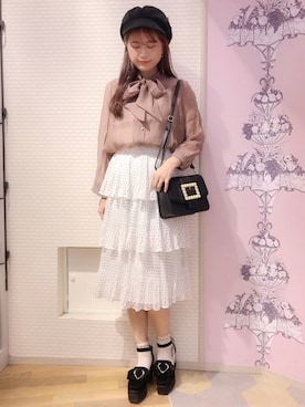 「ボウタイブラウス」｜「アイテム（帽子）」を使った、madoka.さん（レディース・170cm）の秋コーディネート