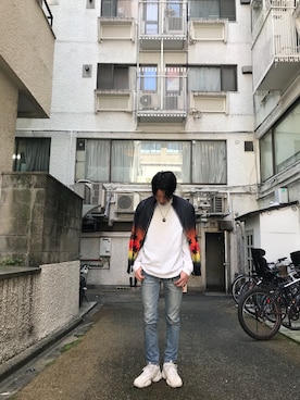 「MARCELO BURLON（マルセロ・バーロン）のアイテム（ブルゾン）」を使った、KENTAさん（メンズ・184cm）の春コーディネート
