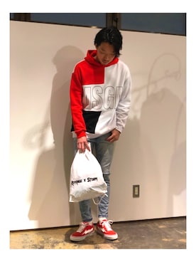 「MSGM（エムエスジーエム）のアイテム（パーカー）」を使った、KENTAさん（メンズ・184cm）の夏コーディネート