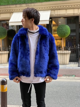 「ファー」｜「アイテム（ムートンコート）」を使った、KENTAさん（メンズ・184cm）の冬コーディネート